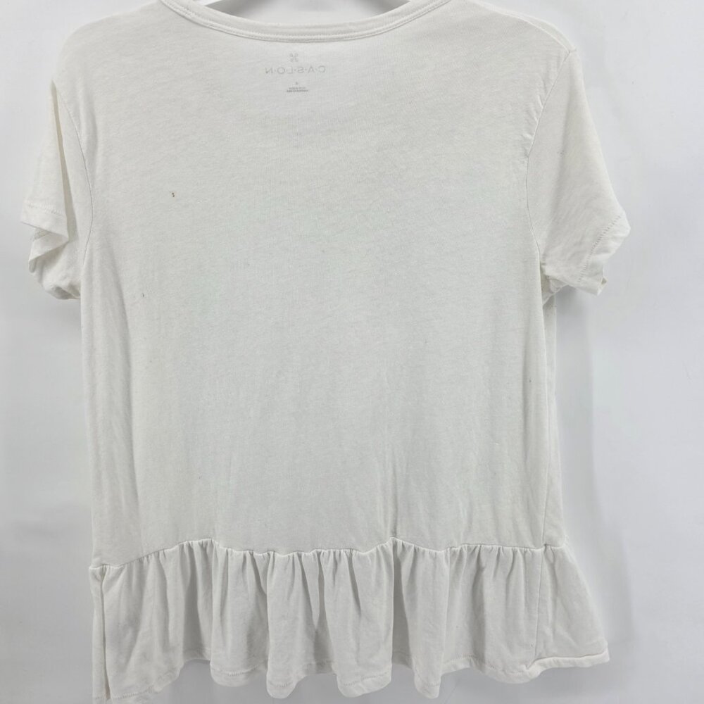 Caslon White Ruffle Hem T-Shirt – Size M – Short Sleeve Peplum Tee - Picture 6 of 6